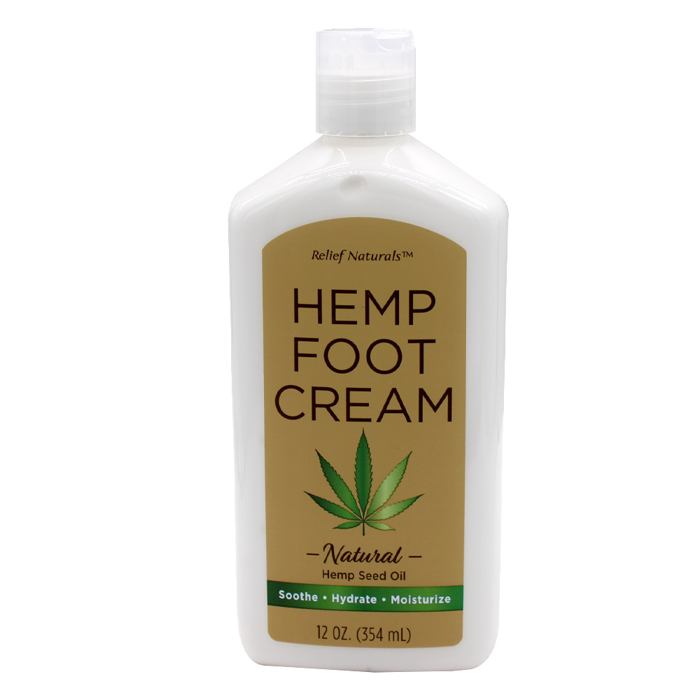 RELIEF NATURALS FOOT CREAM 12 OZ HEMP SEED OIL