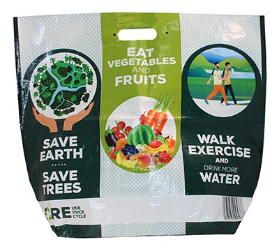 REUSABLE SHOPPING BAG 19 X 17.5 X 6 (BOTTOM GUSSET) D-CUT HANDLE