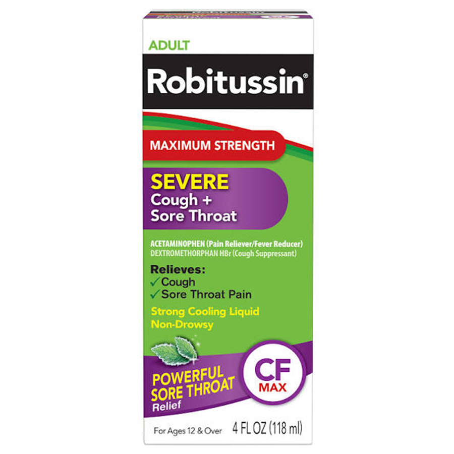 ROBITUSSIN ADULT COUGH & SORE THROAT 4 OZ MAXIMUM STRENGTH SEVERE