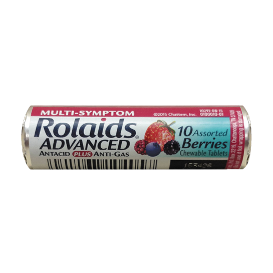 ROLAIDS ANTACID 10 CT ANTI-GAS ADVANCED WILD BERRY TRAY