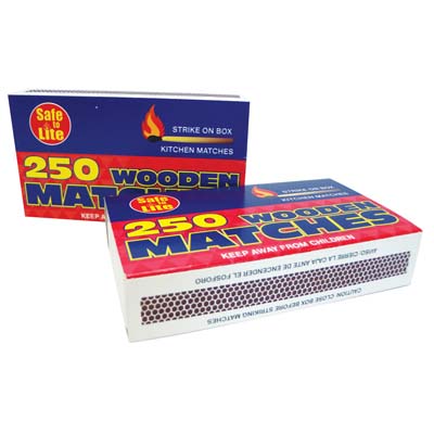 SAFE TO LITE MATCHES 250 CT LITE WOODEN KITCHEN