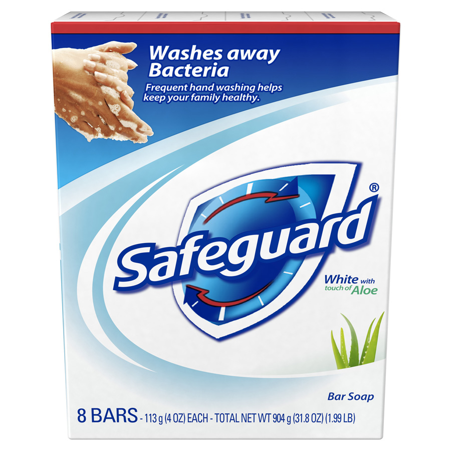 SAFEGUARD BAR SOAP 4 OZ 8 BARS WHITE WITH TOUCH OF ALOE