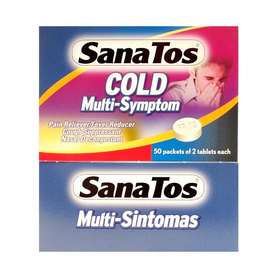 SANATOS COLD MULTI-SYMPTOM 2 CT TABLET DISPENSER BOX