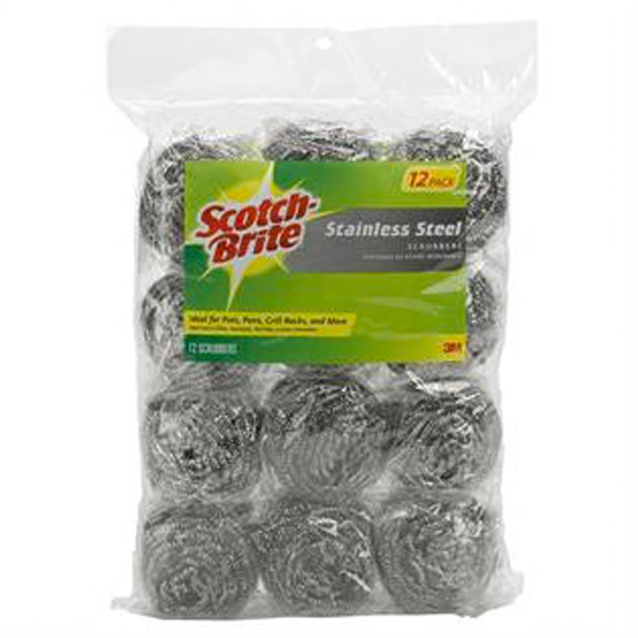 SCOTCH BRITE PROFESSIONAL STAINLESS STEEL SCRUBBER 12 CT
