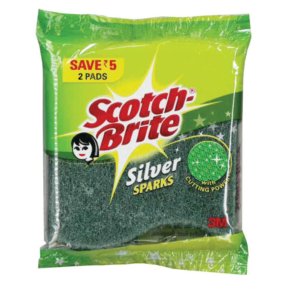 SCOTCH BRITE SCOURING PADS 2 PK SILVER
