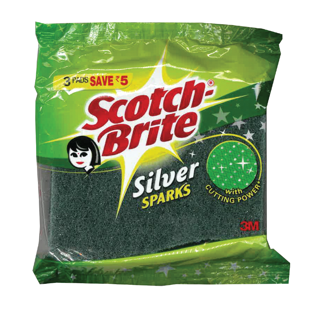 SCOTCH BRITE SCOURING PADS 3 PK SILVER