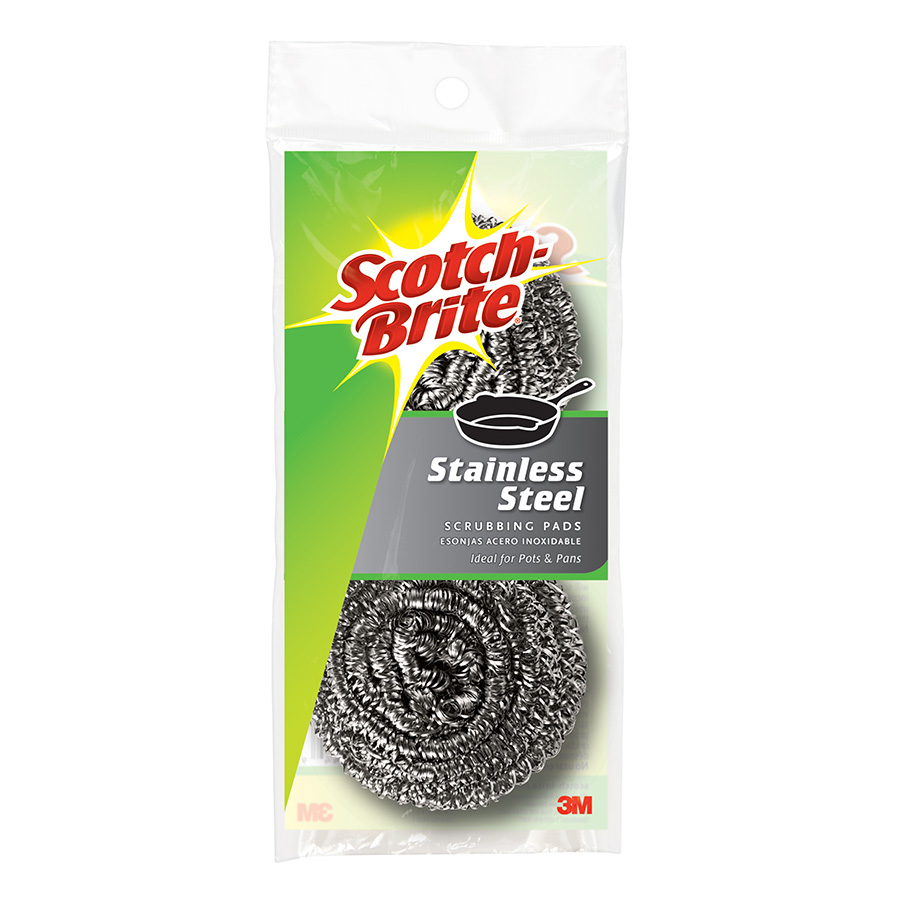 SCOTCH BRITE STAINLESS STEEL PADS 2 PK