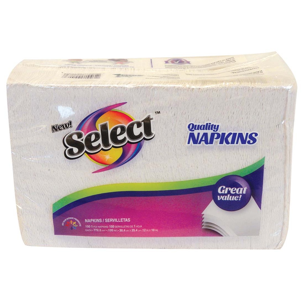 SELECT NAPKINS 150 CT 1 PLY LUNCH NAPKINS