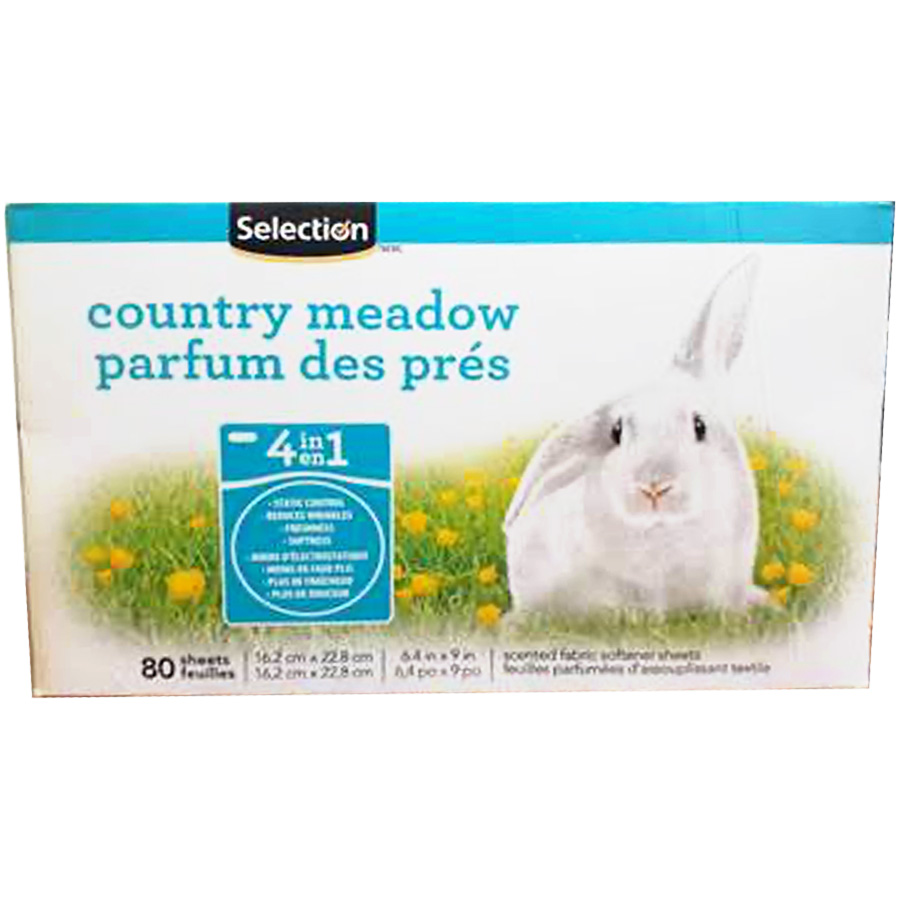 SELECTION DRYER SHEETS 80 CT COUNTRY MEADOW