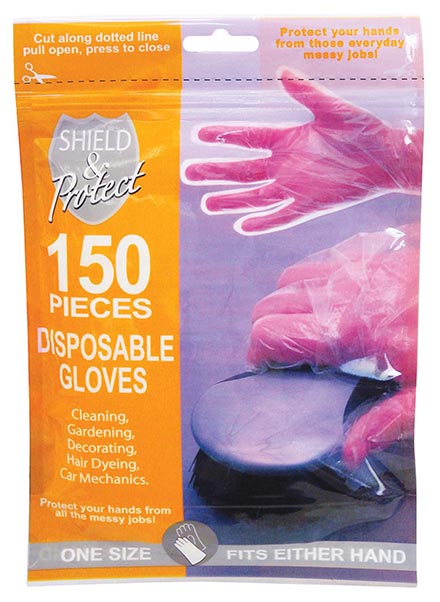 SHIELD & PROTECT DISPOSABLE GLOVE 150 CT CLEAR
