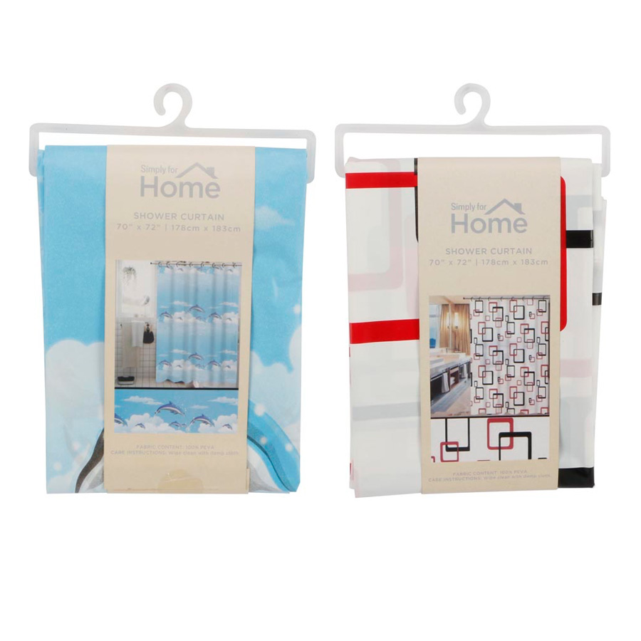 SHOWER CURTAIN 72 X 72 INCHES ASSORTED DESIGNS