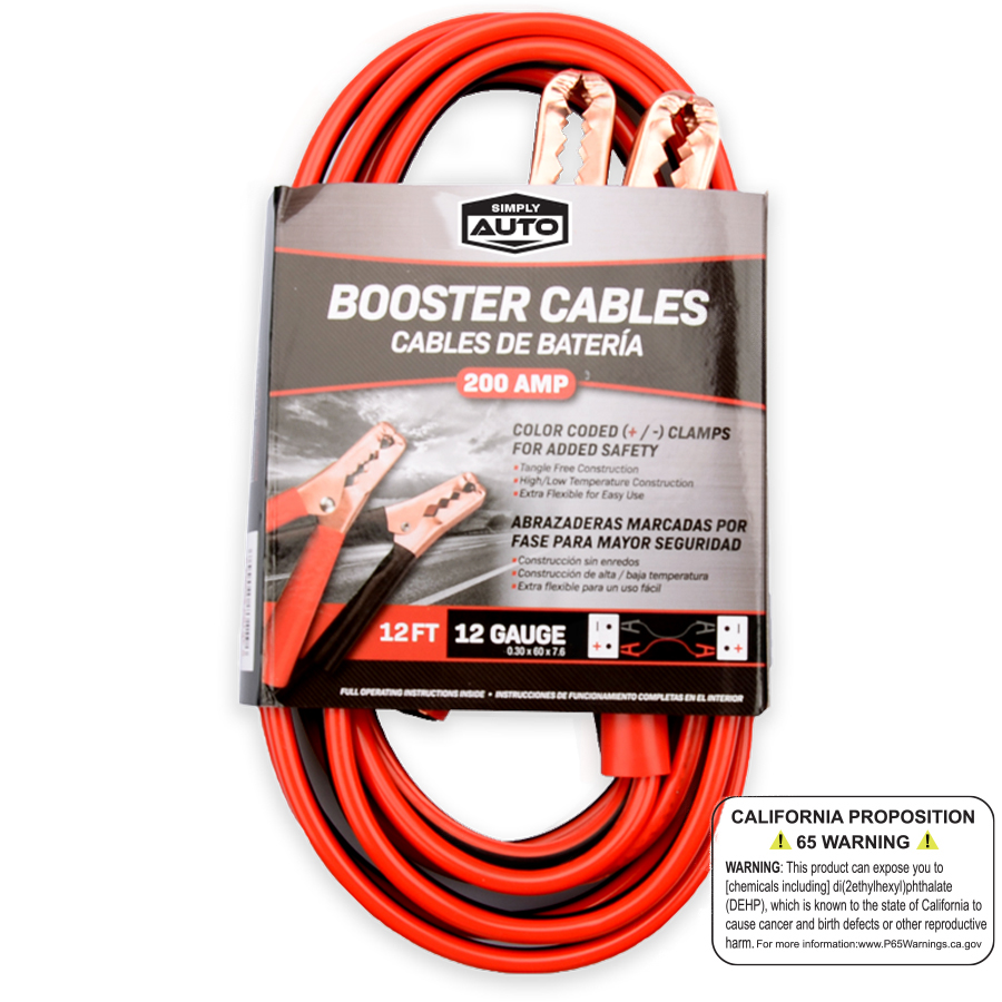 SIMPLY AUTO BOOSTER CABLES 200 AMP 12 FT 11 GAUGE