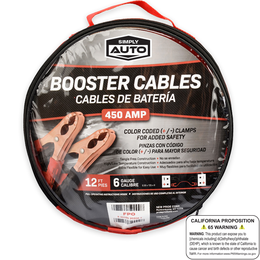 SIMPLY AUTO BOOSTER CABLES 450 AMP 12 FEET 6 GAUGE