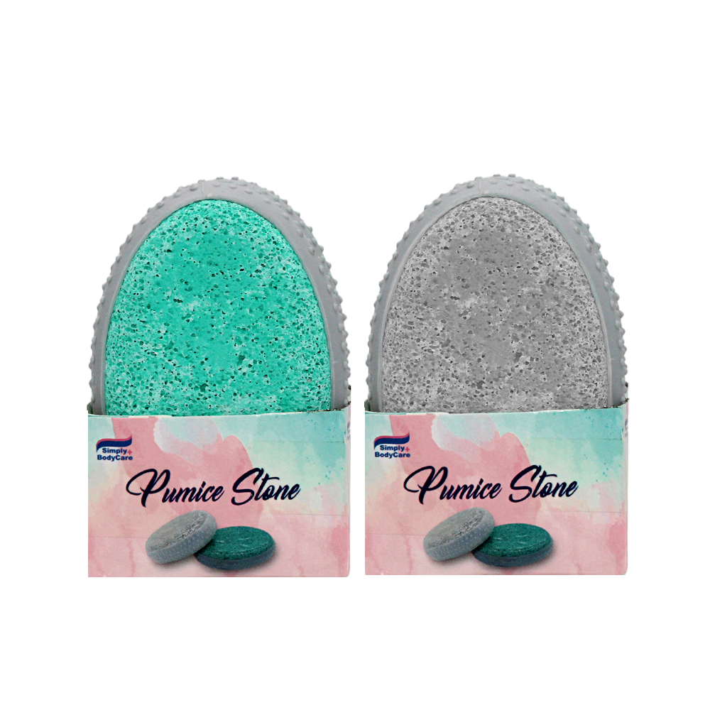 SIMPLY BODY CARE PUMICE STONE 3 IN 2 CT OVAL GREEN & GREY