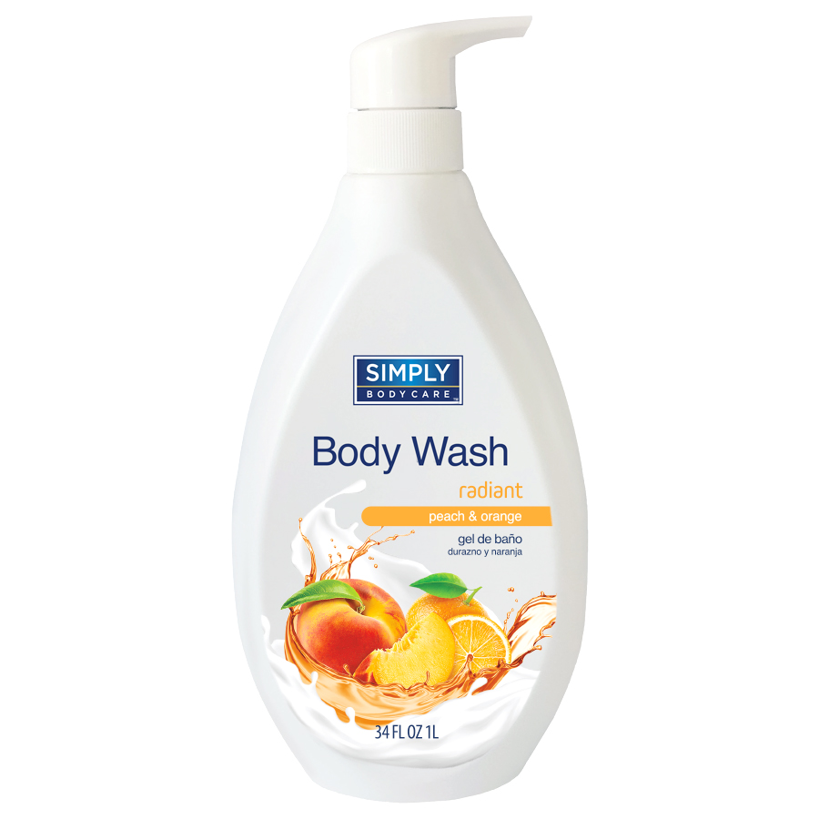 SIMPLY BODYCARE BODY WASH 1 L RADIANT PEACH/ORANGE
