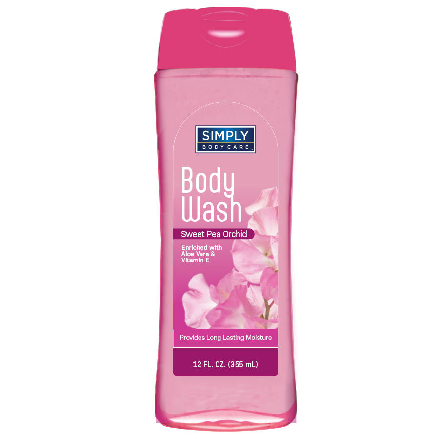 SIMPLY BODYCARE BODY WASH 12 OZ SWEET PEA ORCHID