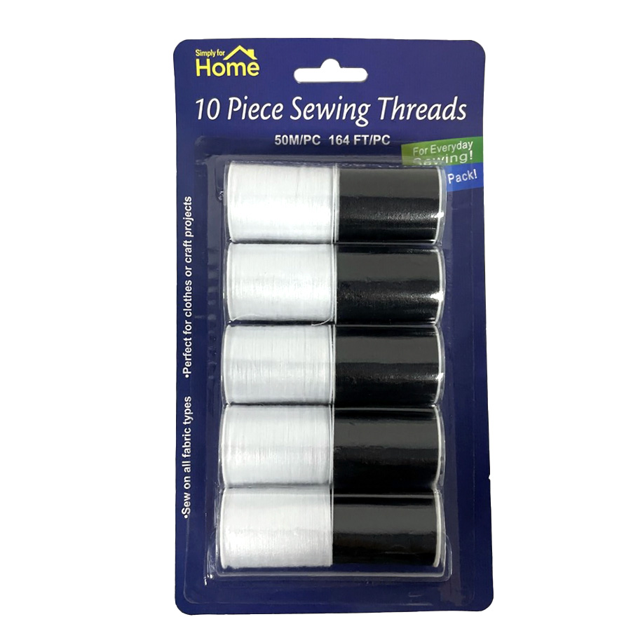 SIMPLY FOR HOME 10 PC SEWING KIT BLACK & WHITE ASSORTED. 50 M / PC