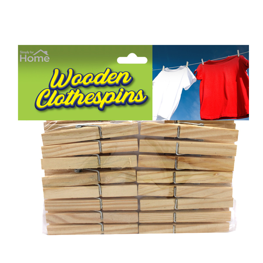 SIMPLY FOR HOME CLOTHES PINS 3 IN 32 CT WOODEN