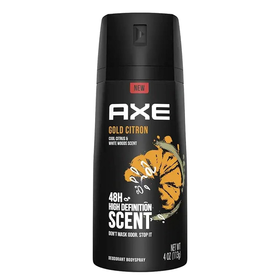 AXE DEODORANT SPRAY 4 OZ GOLD CITRON CITRUS + WHITE
