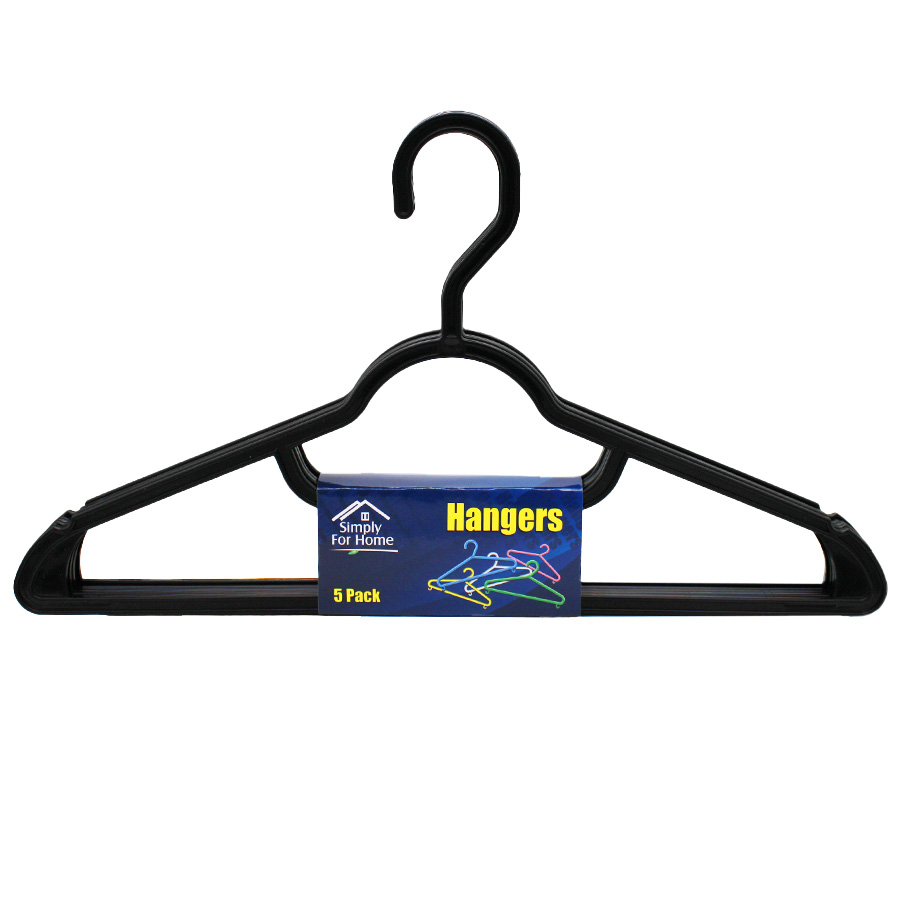 SIMPLY FOR HOME HANGER 40 X 23 CM 5 CT BLACK PLASTIC