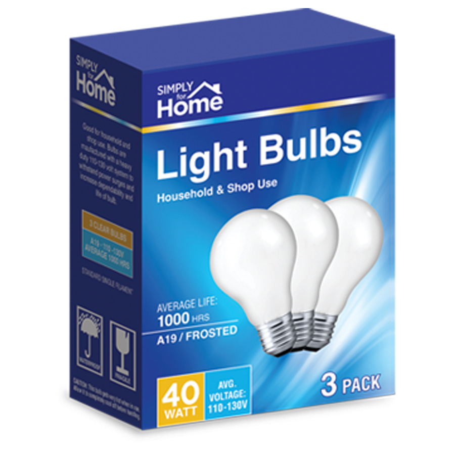 SIMPLY FOR HOME LIGHT BULB 3 PK 40W FROSTED