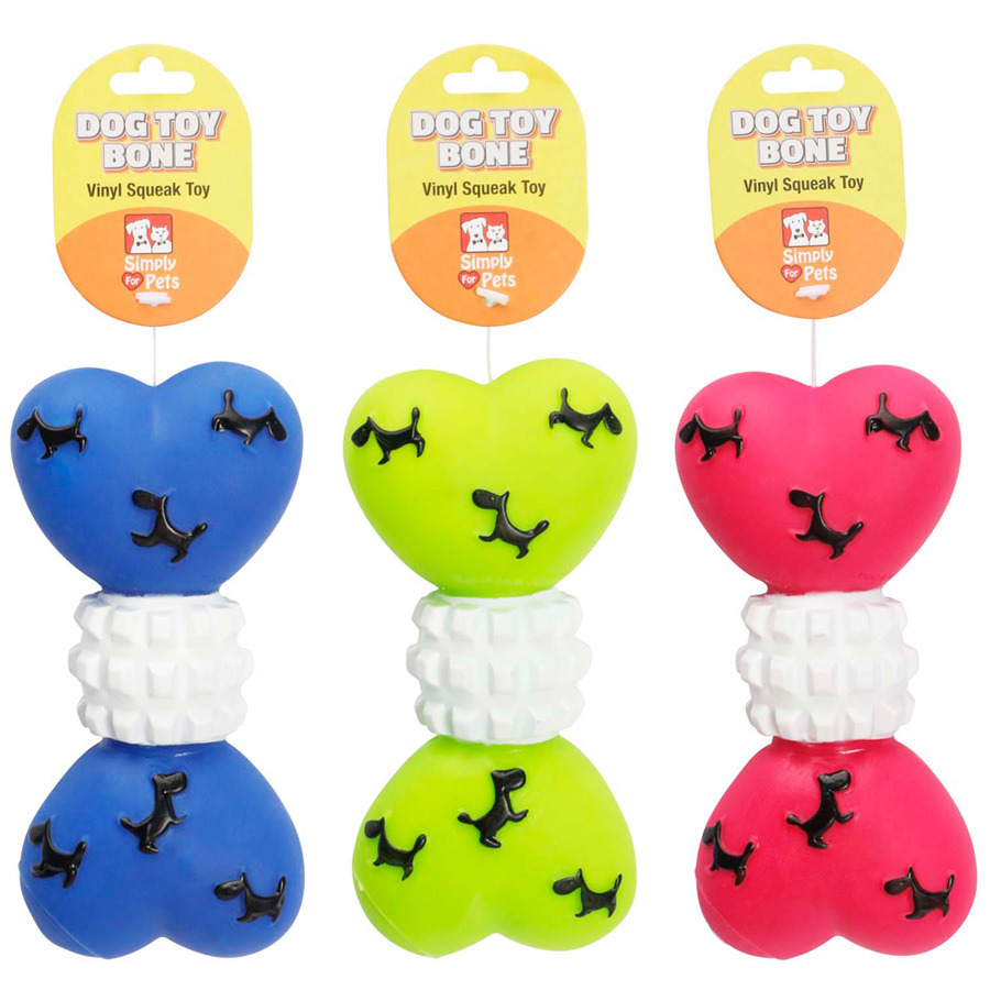 SIMPLY FOR PETS PET VOICE TOY 5.7 X 2.83 X 1.61 IN BONE DESIGN 2 ASSORTED. 3 COLORS