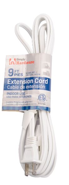 SIMPLY HARDWARE EXTENSION CORD 9 FT WHITE-120V 13A 1625W