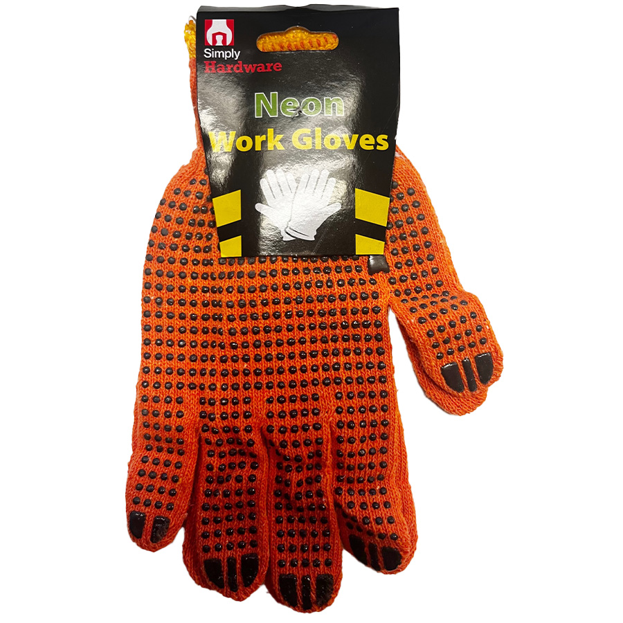 SIMPLY HARDWARE NEON WORK GLOVE 1 CT BLACK DOTTED