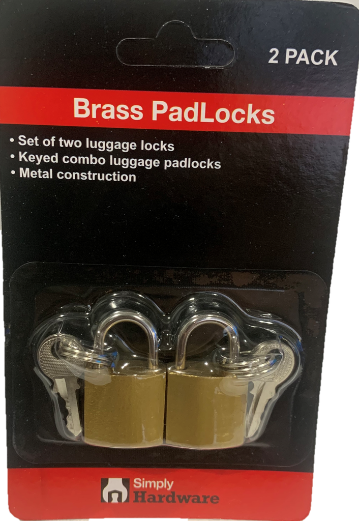 SIMPLY HARDWARE PADLOCK 20 MM 2 PK BRASS