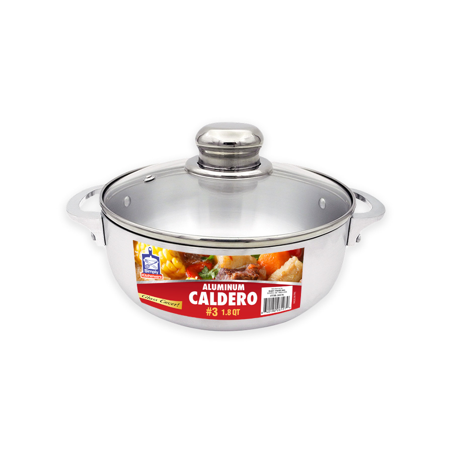 SIMPLY KITCHENWARE ALUMINUM CALDERO 1.8 QT WITH GLASS LID