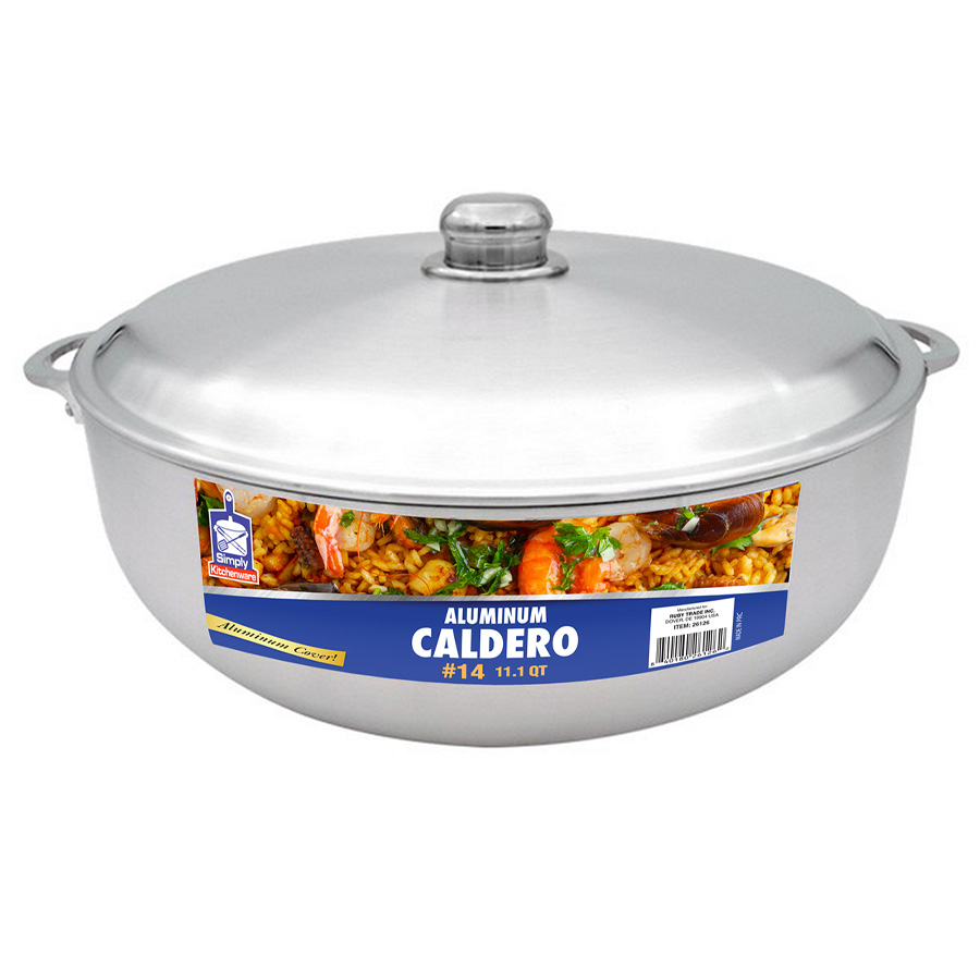 SIMPLY KITCHENWARE ALUMINUM CALDERO 11.1 QT WITH ALUMINUM LID