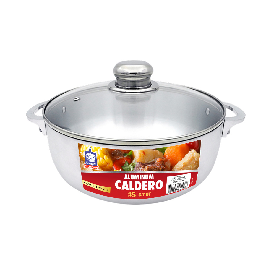 SIMPLY KITCHENWARE ALUMINUM CALDERO 3.7 QT WITH GLASS LID