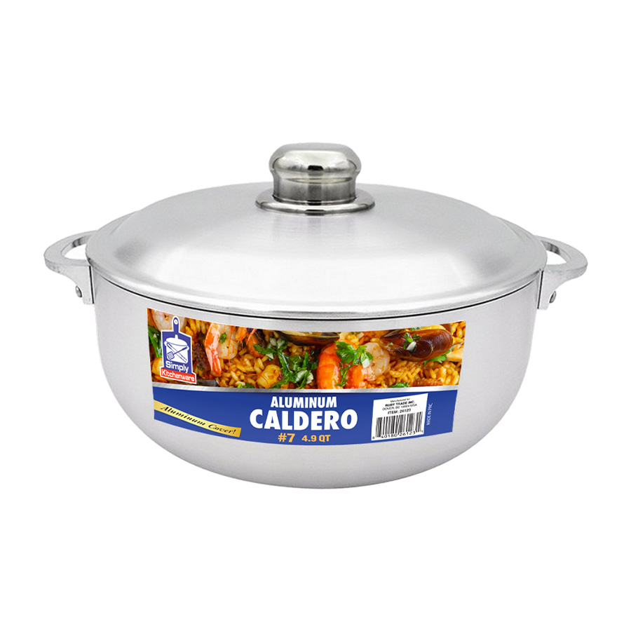 SIMPLY KITCHENWARE ALUMINUM CALDERO 4.9 QT WITH ALUMINUM LID