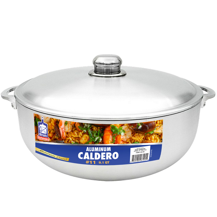SIMPLY KITCHENWARE ALUMINUM CALDERO 9.1 QT WITH ALUMINUM LID
