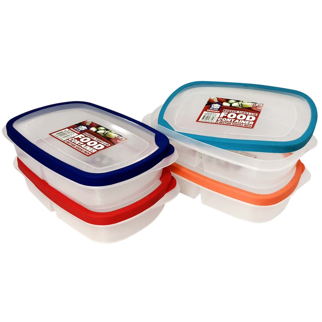 SIMPLY KITCHENWARE FOOD CONTAINER WHIT COMPARTMENT 40 OZ RUBBER RIM LID