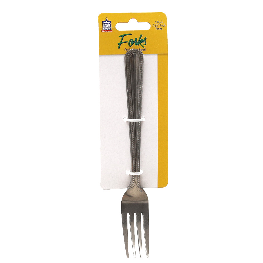 SIMPLY KITCHENWARE STAINLESS STEEL FORK 7.25 IN 4 PC