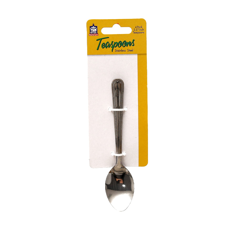 SIMPLY KITCHENWARE STAINLESS STEEL TEASPOON 5.5 IN 4 PC