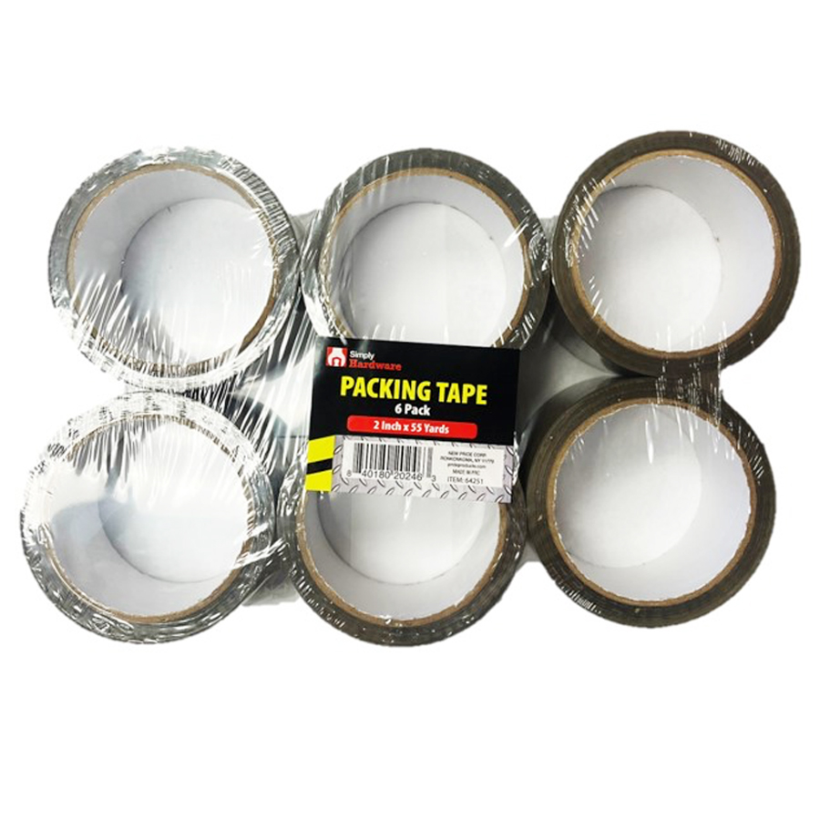 SIMPLY PACKING TAPE 2 IN 55 YD 6 PK 36 MIC TAN