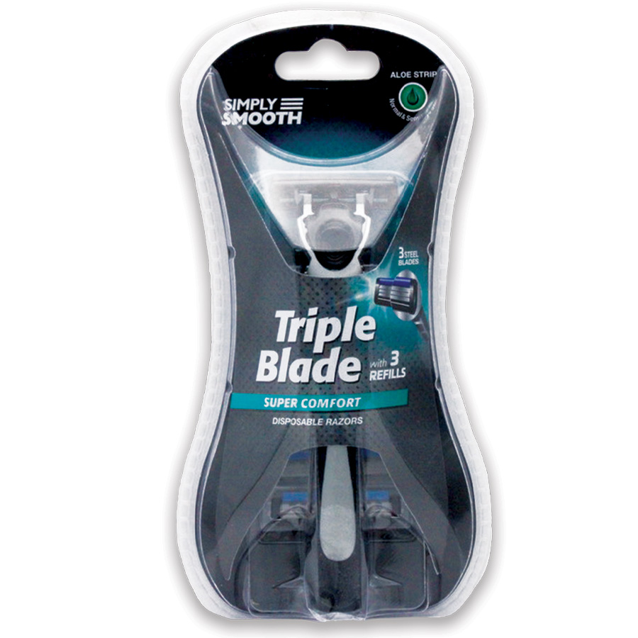 SIMPLY SMOOTH RAZORS FOR MEN 1 PK TRIPLE BLADE WITH 3 REFILLS