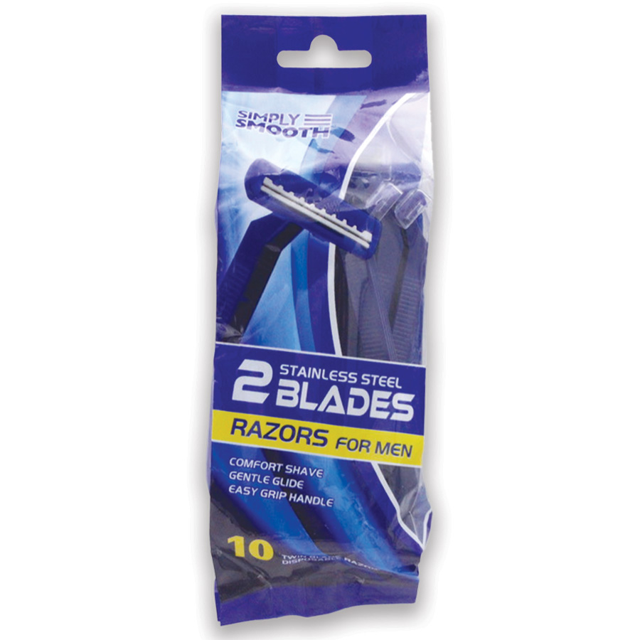 SIMPLY SMOOTH RAZORS FOR MEN 10 PK TWIN BLADE