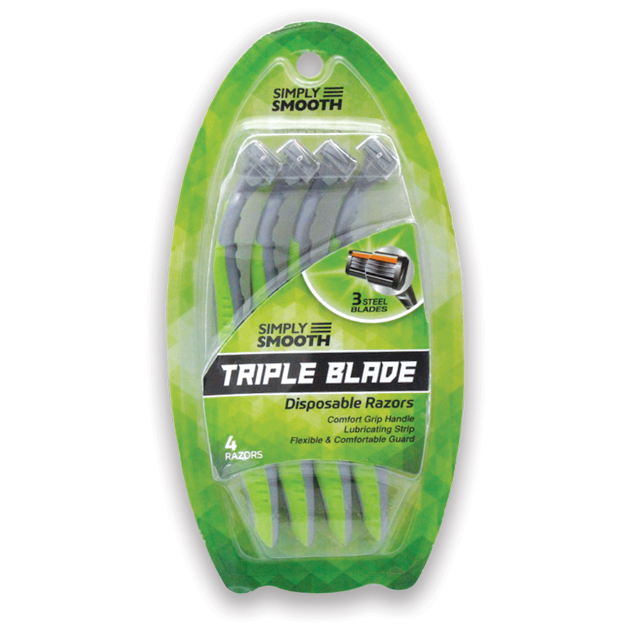 SIMPLY SMOOTH RAZORS FOR MEN 4 PK TRIPLE BLADE