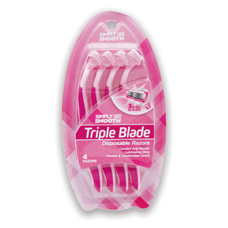 SIMPLY SMOOTH RAZORS FOR WOMEN 4 PK TRIPLE BLADE