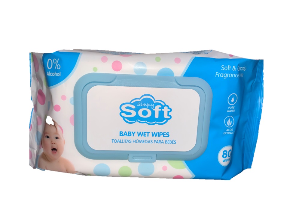 SIMPLY SOFT BABY WIPES 80 CT BLUE WITH LID