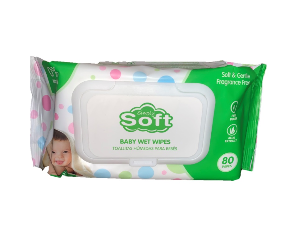 SIMPLY SOFT BABY WIPES 80 CT GREEN WITH LID