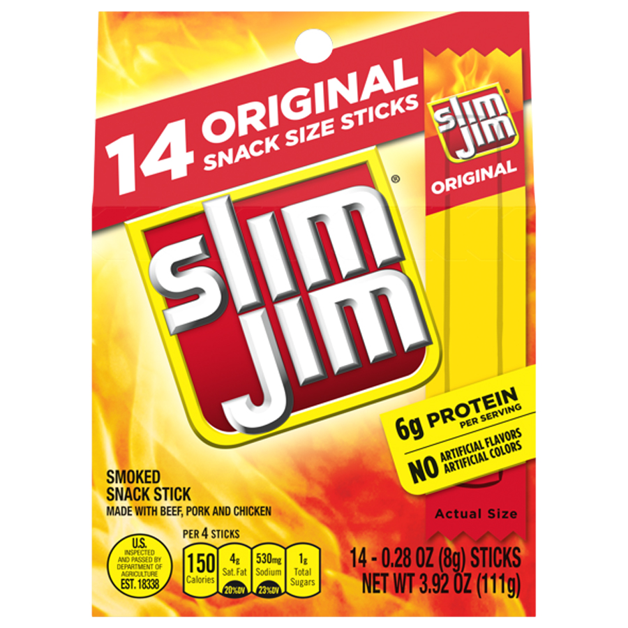 SLIM JIM SMOKED MEAT STICK 14 CT ORIGINAL FLAVOR
