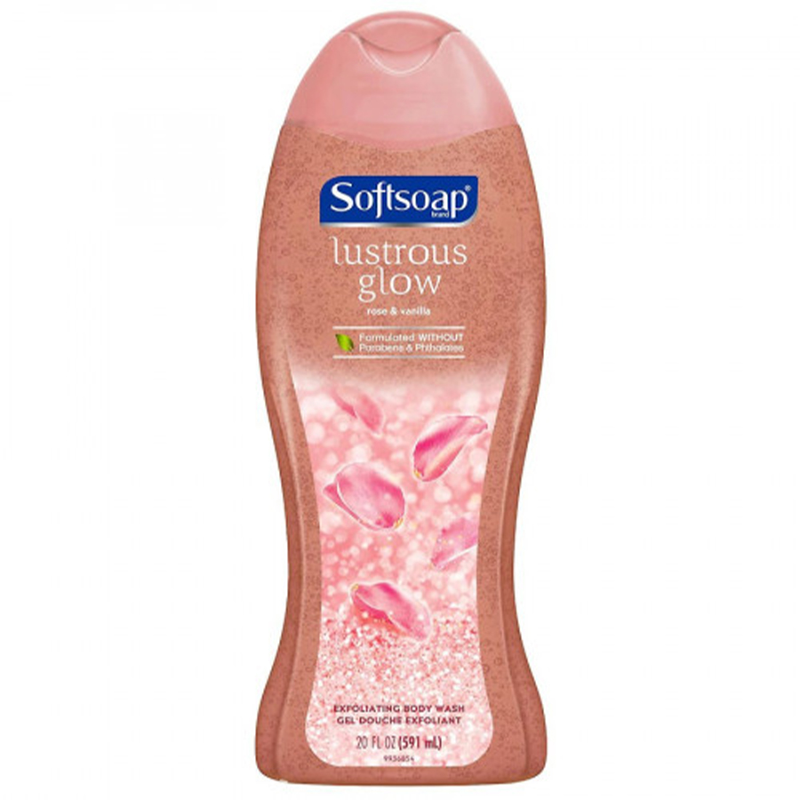SOFT SOAP BODY WASH 20 OZ / 591 ML EXFOLIATING PINK ROSE & VANILLA