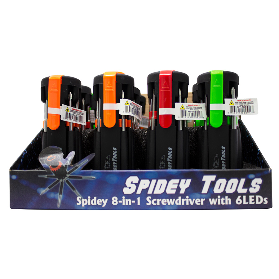 SPIDEY TOOLS CREW DRIVER 1 CT 8N1 WITH 6 LEDS