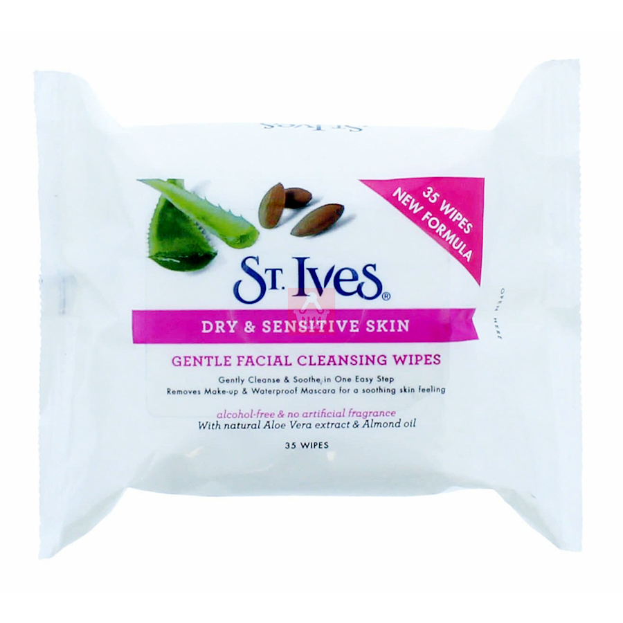 ST.IVES FACIAL CLEANSING WIPES 35 CT DRY & SENSITIVE SKIN