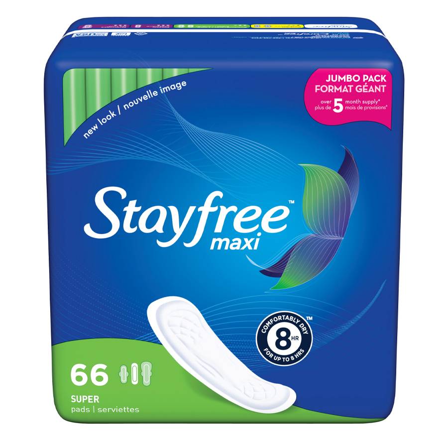 STAYFREE PADS 66CT MAXI SUPER