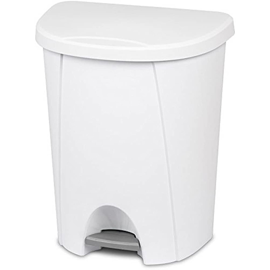 STERILITE WASTE BASKET 6.6 GAL STEP-ON WHITE
